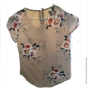 Size L-Floral Beige Women's Top